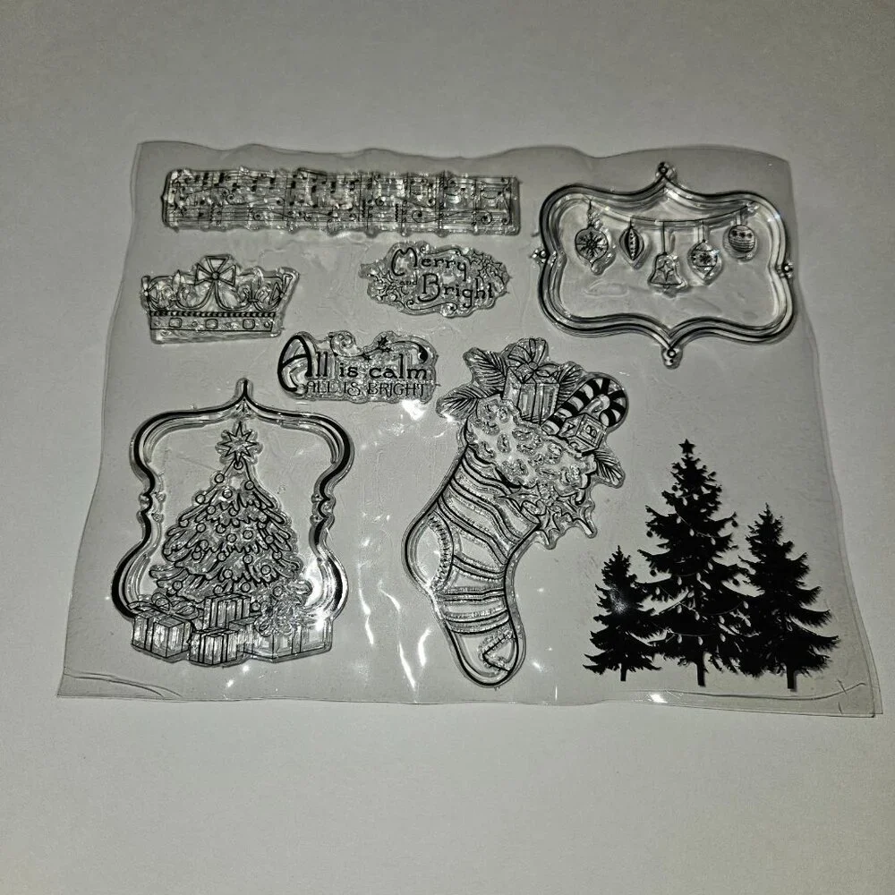 Clear Stamps Mixed Lot Christmas Tree Stocking House Reindeer Snowman READ